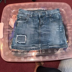 Arizona Jean Company Blue Distressed Denim Mini Skirt